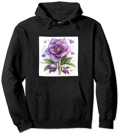 Motif fleur d'hellébore avec cœurs autour de style bohème Sweat à Capuche