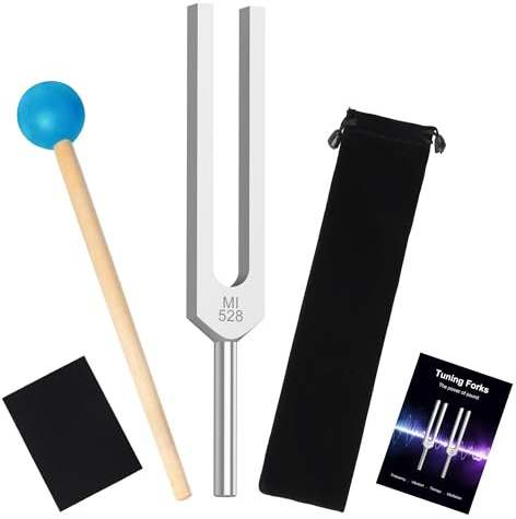 DiDiBirDi Stimmgabel mit 528 Hz, Aluminiumlegierung mit Silikonhammer und Aufbewahrungstasche, geeignet für Yoga, Chakra-Balance, Entspannung