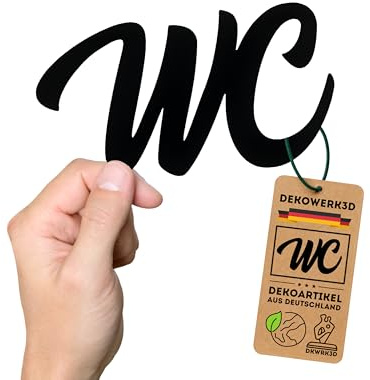DKWRK3D WC Türschild klebend - Kunststoff Toilettenschild - Badezimmer Deko - Toilette Schild - Gäste Bad Schilder - Dekoration Modern - Herren Türschild - Aufkleber Toilettentür - Türaufkleber (M)