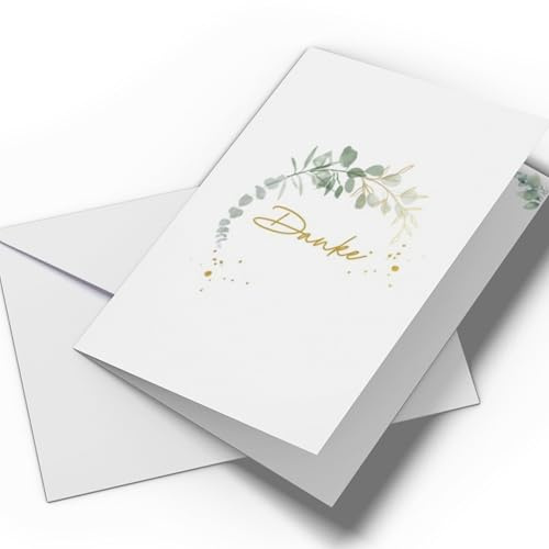 10x Dankeskarten inkl. Umschläge | Danksagungskarten Hochzeit, Geburtstag, Jubiläum, Verlobung, etc. | Dankeschön Karten-Set: 10 Klappkarten ohne Textvorlage (Kreis - ohne Text (10 Stück))