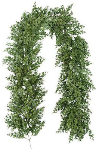 Tannengirlande Künstlich wie Echt 1.8/2m Girlande Grün Weihnachten Tannengirlande Weihnachtsgirlande Aussen in Weichesgummi Berührgefühl, für Kamine, Tische, Treppen, Indoor (2m)