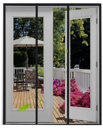 Magnet Fliegengitter Balkontür, 140x220cm Schwarz,Fliegengitter BalkontüR Magnet Moskitonetz Rahmen Ohne Bohren Schiebetür Terrassentür