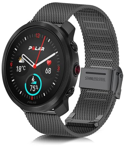 ToVioc 22 mm armband kompatibelt med Polar Vantage M3/V3, nätvävt rostfritt stål metall, klockarmband, ersättningsband för Polar Grit X2 Pro – svart