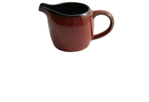Sauce Boat Small Ceramic Milk Jug Gravy Boat with Handle Chinese Ceramic Milk Jar Mini Seasoning Pot, 2.7oz Gravy Boat(Red)