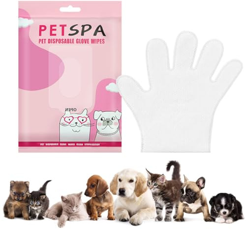 WeddHuis 6pcs Toallitas de Cuidado para Perros y Gatos, Guantes para Mascotas, Guantes de Masaje Húmedas para Limpieza de Perros, Desodorantes para Patas, Cara, Cuerpo y Zona Íntima