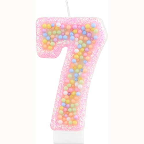 Geburtstagskerzen Zahlen 7,Kerzen Geburtstag,3D Regenbogenball Geburtstagskerzen für Torte,Kuchen Topper Dekoration Kuchendeko Geburtstag,Geburtstagskerzen für Geburtstagsdeko