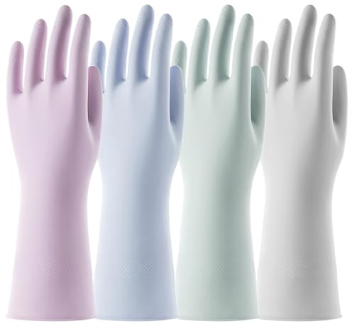 YEEKISUS 4 Paar Reinigungshandschuhe für Damen und Herren, Gummi-Latex-Küchenhandschuhe für Hausreinigung und Geschirrspülen, Größe M