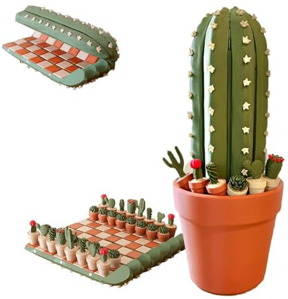 Cactichess - Set di scacchi cactus arrotolabili avanzati, pezzi a tema cactus, scacchi, gioco di scacchi, set di scacchi portatili stampati in 3D