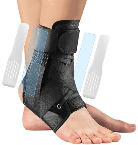 flintronic Chevillere de Maintien, Attelle Cheville à Laçage Rapide, Support de Chevillère avec Attelle Latérale Amovible, Protège Cheville pour Homme et Femme, pour les Deux Pieds, 1 PC - L