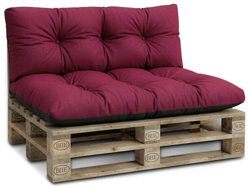 Amazinggirl Palettenkissen Outdoor Kissen 2er-Set Palettenkissen - Auflagen für Paletten Europaletten Palettensofa und Palettenmöbel Palettenpolster Outdoorkissen Gartenkissen Bordeaux