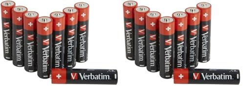 VERBATIM Pilas alcalinas AAA Premium I 1,5V I AAA-LR03 Micro I Pilas AAA I Pilas para Reproductor de MP3, cámara, Control Remoto, rasuradora y más I Pila alcalina Premium I 8 Unidades (Paquete de 2)