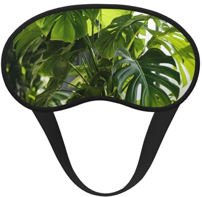 Monstera Deliciosa Masque pour les yeux lavable pour adultes Motif palmier bananier pour dormir pendant la sieste pour les voyages, le camping