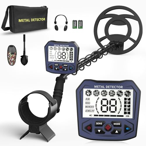 Détecteur de métaux pour adultes et enfants, longueur réglable, sensibilité et sortie audio, 5 modes de recherche, écran LCD, kit de détecteur d'or professionnel pour la plage, le jardin et la chasse