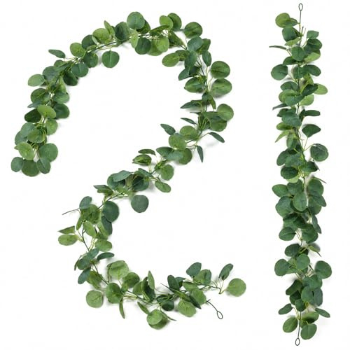 poraceous 2 konstgjorda eukalyptusgirlanger, 1,8 m eukalyptus girlang dekoration