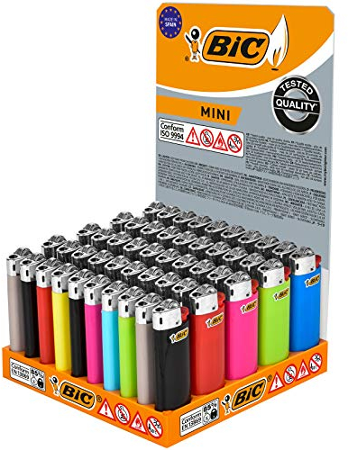 BIC Mini Flint - Feuerzeuge in verschiedenen Farben, Tablett mit 50 Stück