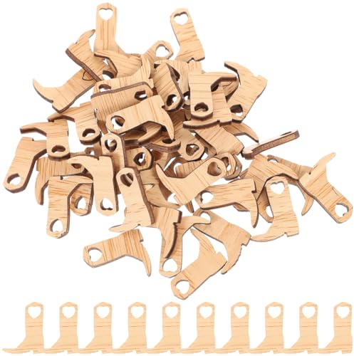 ULTNICE Holz Etiketten in Stiefelform natürliche hölzerne Anhänger für Hochzeitsdekoration Party Deko Basteln Geschenkverpackung 50 Stück