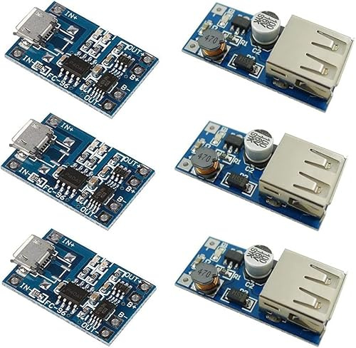 Aihasd Micro USB 5V 1A 18650 Lithium Battery Charging Board With Protection + DC-DC 0.9V-5V to 5V USB Voltage Converter Step Up Booster Power Supply Module