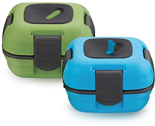 Pinnacle Lunch Box Termico Portapranzo Termico per Alimenti Anticaduta | Porta Merenda Bambini e Adulti con Innovativa Valvola di Rilascio del Calore | Set 2 Contenitori Ermetici 450 g | Blu-verde