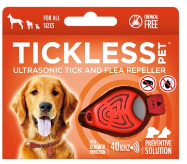 Tickless Pet - Ultraschallgerät gegen Zecken und Flöhe für Haustiere - Orange