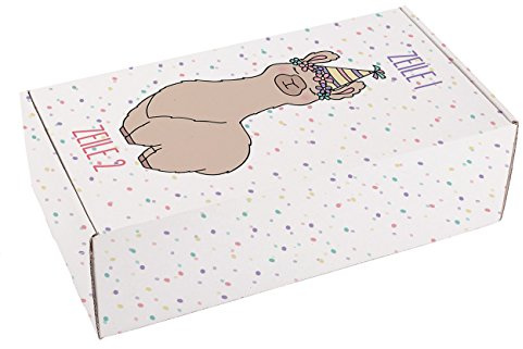 Herz & Heim® Geschenkkarton Party-Lama mit Ihrem Wunschtext in 2 Zeilen bedruckt zum Geburtstag oder Weihnachten