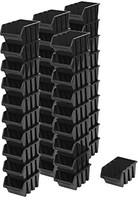myBoxshop Lot de 40 boîtes de rangement empilables Noir 15,5 x 10 x 7 cm 0,6 l
