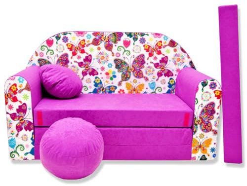 millybo Kindersofa Kinder Couch mit Schlaffunktion ausklappbar 3in1 Kinder Sofa Spielsofa mit Bettfunktion Mädchen Jungen Sitzsack Minisofa Schlafsofa Kinderzimmer Schlafsessel (M33)