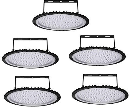 Sararoom Faretto a LED 300W, Proiettore LED da Esterno 24000LM Luce Bianca 6500K Illuminazione da Officina, Impermeabile IP65 UFO Faretti LED Industriale per Giardino/Garage/Parcheggi/Palestra,5Pack