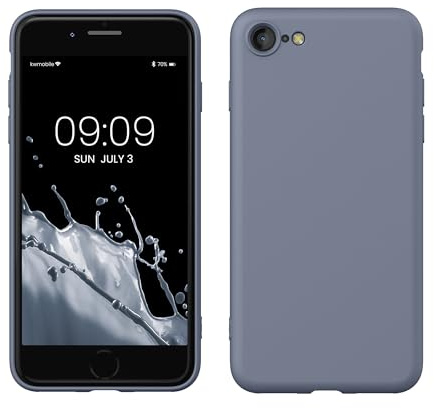 kwmobile Handyhülle für iPhone SE 2022 Hülle/iPhone SE 2020 / iPhone 8 / iPhone 7, für iPhone SE Hülle - Schutzhülle für kabelloses Laden - Case in Blaugrau