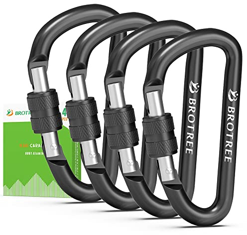 Brotree Liten Karbinhakar Stark Mini Nyckelhållare Små Nyckelklämmor för Camping, Vandring, Ryggsäck, Nyckelringar - 6cm Aluminum D-Typ