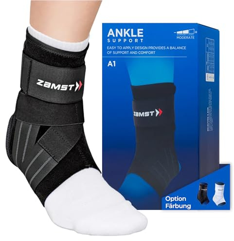 Zamst A1 Sprunggelenkbandage - Verstellbar gegen Umknicken bei Schweren Verstauchungen und Chronischer Instabilität - Bandage Fußgelenk, Ideal zum Sport - Anatomische Passform. (XL, Right)