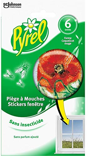 PYREL - 6 Pièges Stickers Mouche Coquelicot - ( Lot De 3 )