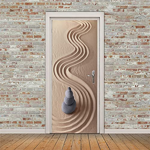 A.Monamour Türtapete Selbstklebend Türfolie Türposter 3D Zen Sand Garten Meditationsstein Konzept Für Balance Harmonie Entspannung Vinyl Folie Türdeko Tapete Wandbild Türaufkleber 77 x 200 cm