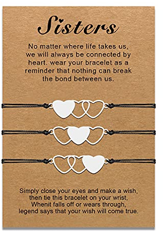 Pinky Promise Freundschaftsarmbänder Set Bester Freund Distanz Passende Armbänder Schmuck Geschenk für Schwester Familie Liebe (3 Herz)