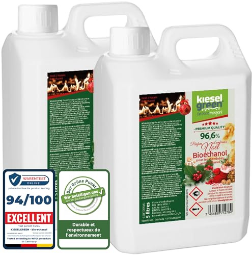 KieselGreen Bioethanolo 10 Litri con Fragranza per Caminetto a Etanolo – Bio-etanolo profumato per Ambienti, molte Fragranze - Profumo per Caminetto a bioetanolo da Interno o da Tavolo