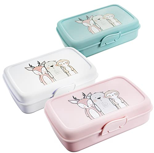 Brotdose Kinder mit Fächern 3friends, 3er Set Brotdosen, Lunchbox Kinder mit Trennfächern und Clickverschluss, Bento Box, Brotzeitbox ohne BPA+Weichmacher, 100% Recyclebar