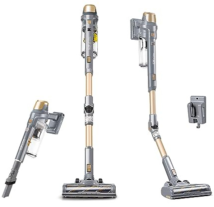 Kenmore DS4095 borstlös trådlös stickdammsugare med EasyReach Wand, lätt rengöring 2-växlad effektkontroll, LED-strålkastare, konverterar till handhållen för trägolv, matta och husdjurshår, guld