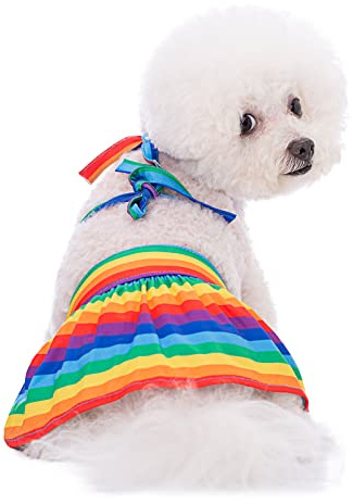Bikini para perro, traje de baño para mascotas, traje de baño de flores para perrito de verano, ropa para gato, cachorro, perros pequeños (pequeño, arco iris)