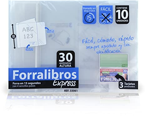 Forra Libros Express - REF. 33061 - El Único Completo - con Identificador, Solapa y Ecológico -Tu libro forrado en 15 Segundos (30 cm)