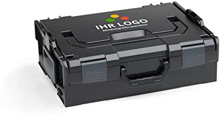 Coffret à outils L-BOXX 136 noir personnalisable avec votre logo | Boîte de rangement empilable en plastique robuste | Idéal pour organiser les outils​