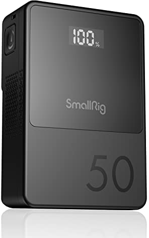 SMALLRIG VB50 Mini V Mount Akku, 3400mAh (50Wh) mit OLED-Bildschirm, V Lock Battery für Fotografen und Filmemacher, Unterstützt 45W PD USB-C Schnellladung, D-TAP, USB-A, DC-Anschlüsse Schwarz - 3579B