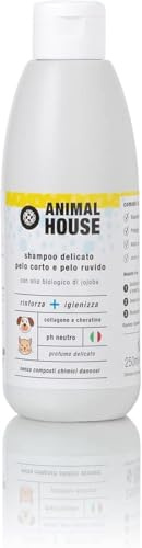 Animal House Shampoo Liquido per Pelo Corto e Ruvido, Naturale, Ipoallegenico, Profumato, Cruelty Free, Nutriente, Dona Brillantezza (Pelo Corto e Ruvido, 1)