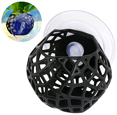 Aquarium Plant Holder with Suction Cups - Hanging Planter for Aquatic Plants, Fish Tank Decoration & Cultivation Tool (Black)