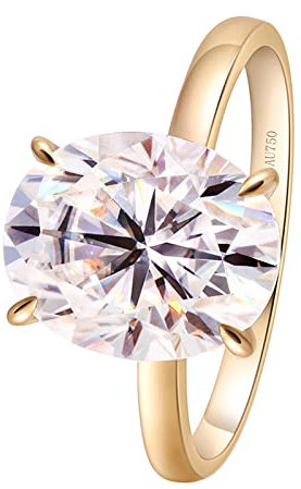 Epinki Echt Gold Ring 14K Gold, Klassiker Eheringe mit Moissanit 4ct, Ovalschliff, Au 585 Pärchen Ringe Freundschaftsringe für Damen, Gold, Gr.61