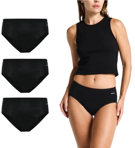 Modibodi Basic Mid-Rise Period Pants 3-Pack Black Moderate Flow 30ml S