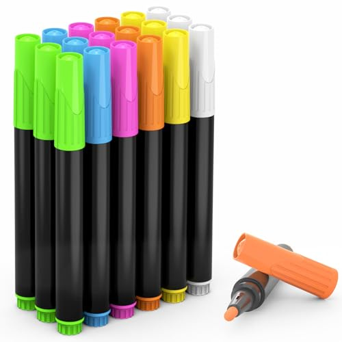PigPotParty 18 Pcs Liquid Chalk Markers for Led Note Drawing Board, 6 Colors Compatible with Light Up Drawing Board, Acrylic Fridge Board, Fine Tip, Wet Erase