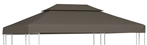 Higsose Pavillon-Dachplane mit Kaminabzug 310 g/m² 4x3 m Taupe Wasserdicht Stabil Winterfest Dach für Pavillon Gartenpavillon Abdeckung