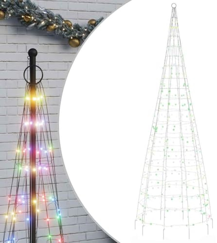 vidaXL LED Weihnachtsbaum für Fahnenmast, Beleuchtet Christbaum mit 550 LEDs, Tannenbaum Lichterbaum mit 8 Beleuchtungsmodi, Weihnachtsbeleuchtung Weihnachtsdeko, Mehrfarbig 300 cm