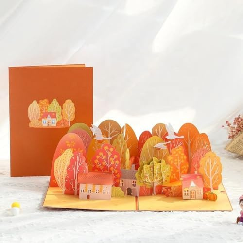 Postkarte Umständen 3D Pop-up Jahreszeiten - Herbst - 3D Effekt-Geschenkkarten, innovativ und genial, ideal für jeden Anlass, ein unvergessliches Geschenk für Ihre Lieben