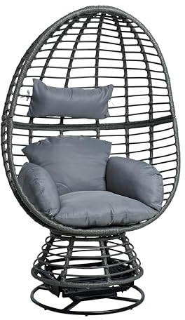 ESTEXO Schwingsessel Polyrattan Sessel Relaxsessel Loungesessel Rattan Schwingstuhl (Anthrazit)