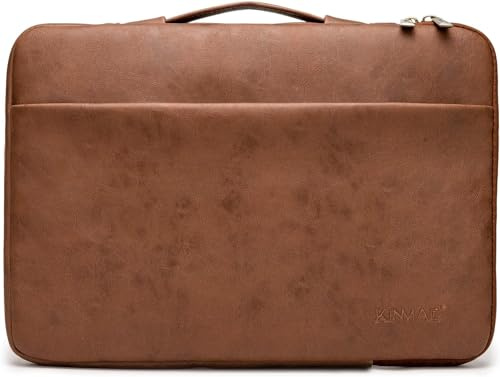 Kinmac Custodia protettiva impermeabile con imbottitura a 360° per laptop da 15,6 e 16, in poliuretano color caffè